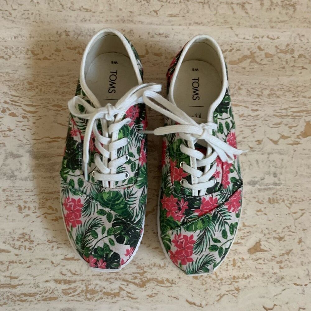 TOMS cordones Indio floral cancas sneaker womens